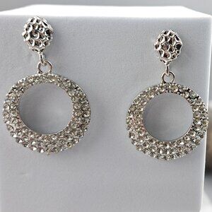 Silver Glimmer Circle Studs